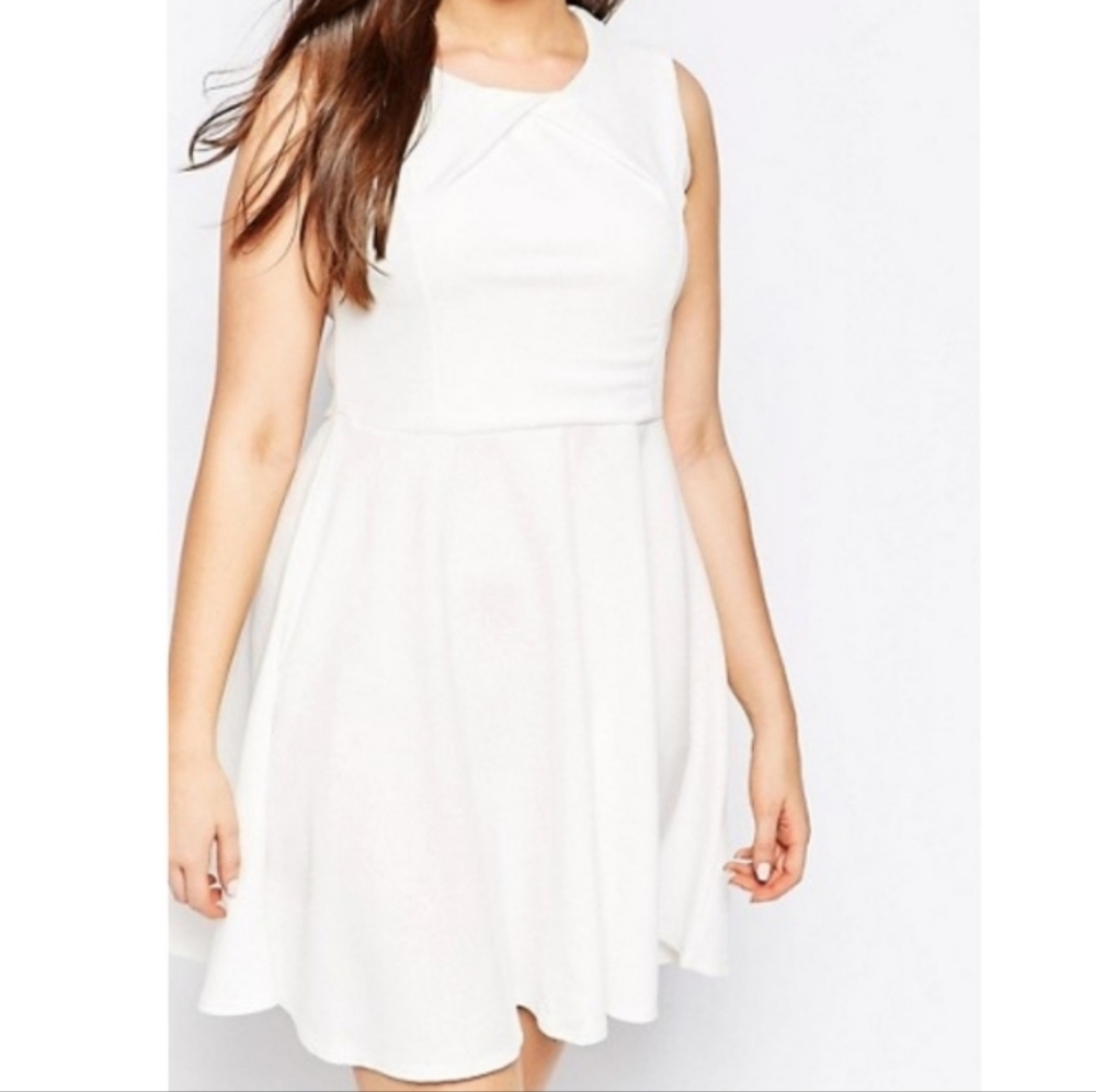 ASOS White Jacquard Fit & Flare Tea Dress